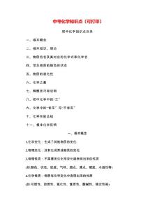 2023年中考化學知識點（可打印）