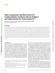Dairy components and risk factors for cardiometabolic syndrome recent evidence and opportunities