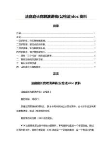 法庭庭長競職演講稿(公檢法)doc資料