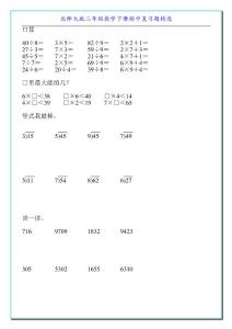 北師大版二年級(jí)數(shù)學(xué)下冊(cè)期中復(fù)習(xí)題94