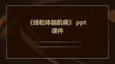 《线粒体脑肌病》课件
