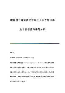 腹腔镜下肾盂成形术对小儿巨大肾积水及术后引流效果的分析