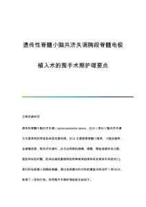 遗传性脊髓小脑共济失调胸段脊髓电极植入术的围手术期护理要点