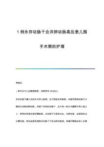 1例永存动脉干合并肺动脉高压患儿围手术期的护理