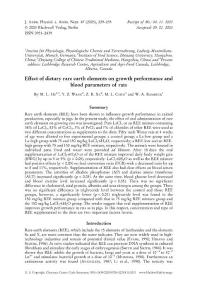 Effect of dietary rare earth elements on growth performance and blood parameters of rats