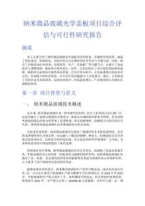 納米微晶玻璃光學蓋板項目綜合評估與可行性研究報告