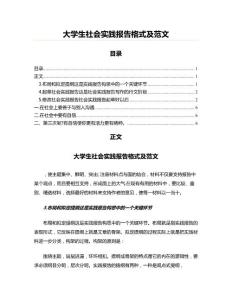 大學生社會實踐報告格式及范文(工作總結 資料)