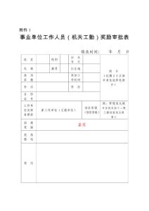 事業單位工作人員（機關工勤人員）獎勵審批表