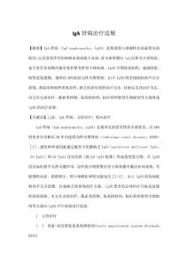 IgA肾病治疗进展