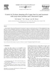 Control of Pythium damping-off of sugar beet by seed treatment with crop straw powders and a biocontrol agent