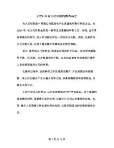 2024年電火花切割的操作與安(3篇)