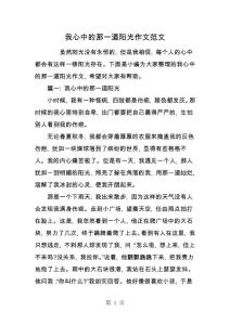 我心中的那一道陽(yáng)光作文范文