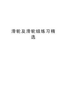 滑輪及滑輪組練習(xí)精選教學(xué)文案