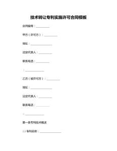 技术转让专利实施许可合同模板