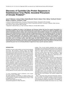Discovery of Cyclotide-Like Protein Sequences in Graminaceous Crop Plants  Ancestral Precursors of Circular Proteins