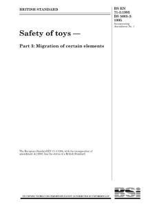 BS EN 71-3 Safety of toys Part 3— Migration of certain element