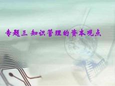 專題3 知識管理的資本觀點