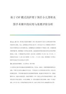 基于CNP模式的护理干预在小儿肾积水围手术期中的应用与效果评价分析