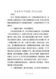 黨支部XX年黨建工作亮點總結(jié)