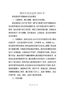 組織生活會(huì)總結(jié)20XX年