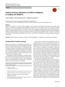 Machine learning applications of artificial intelligence to imaging and diagnosis