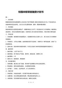 校园米粉项目融资计划书