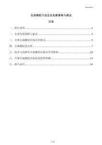 合成橡膠行業企業發展策略與建議