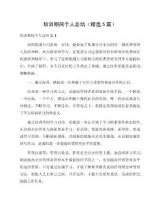 培訓期間個人總結（精選5篇）