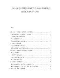 2025-2030中国膝盖疼痛管理行业市场发展趋势与前景展望战略研究报告