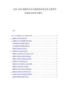 2025-2030迷路炎行业市场现状供需分析及投资评估规划分析研究报告
