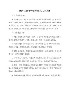 保安隊(duì)員年終總結(jié)范文【三篇】