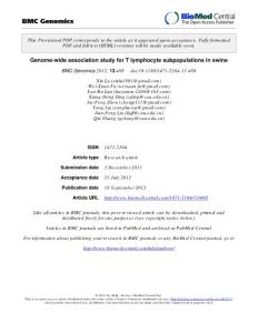 Genome-wide association study for T lymphocyte subpopulations in swine