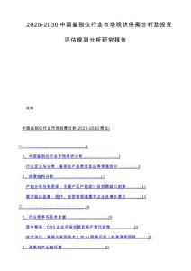 2025-2030中国鉴别仪行业市场现状供需分析及投资评估规划分析研究报告