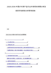 2025-2030中国乒乓球产品行业市场现状供需分析及投资评估规划分析研究报告