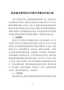 醫保基金管理突出問題專項整治實施方案