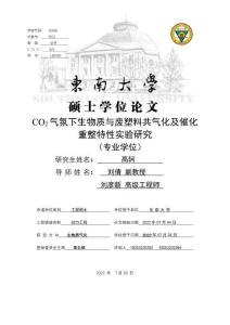 CO2氣氛下生物質與廢塑料共氣化及催化重整特性實驗研究