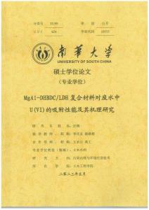 MgAl-DHBDC_LDH復(fù)合材料對廢水中U(VI)的吸附性能及其機理研究