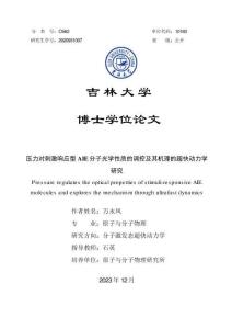 壓力對刺激響應型AIE分子光學性質(zhì)的調(diào)控及其機理的超快動力學研究