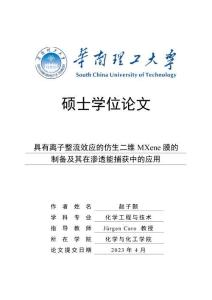 具有離子整流效應的仿生二維MXene膜的制備及其在滲透能捕獲中的應用