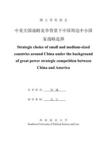 中美大國戰(zhàn)略競爭背景下中國周邊中小國家戰(zhàn)略選擇
