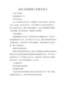 2025企業(yè)團委工作報告范文
