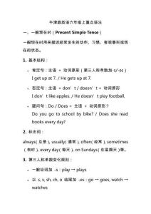 牛津版英語(yǔ)六上重點(diǎn)語(yǔ)法