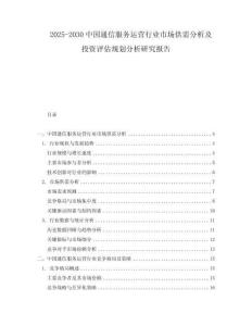 2025-2030中國通信服務運營行業(yè)市場供需分析及投資評估規(guī)劃分析研究報告