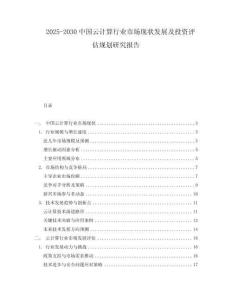 2025-2030中國云計算行業市場現狀發展及投資評估規劃研究報告