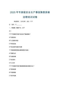 2025年專家級安全生產(chǎn)事故隱患排查治理培訓試卷