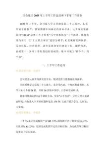 國企集團2025年上半年工作總結和下半年工作計劃