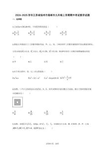 2024_2025學年江蘇省揚州市高郵市九年級上冊期中考試數學試題【附答案】