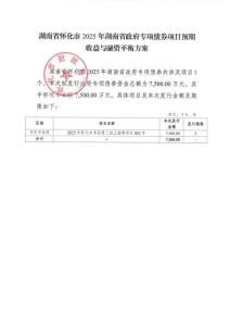 懷化市本級(jí)第三批土儲(chǔ)債項(xiàng)目002號(hào)收益與融資平衡方案