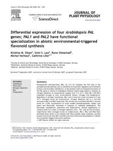 Differentialexpressionoffour ArabidopsisPAL