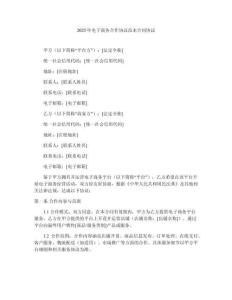 2025年電子商務合作協議范本合同協議